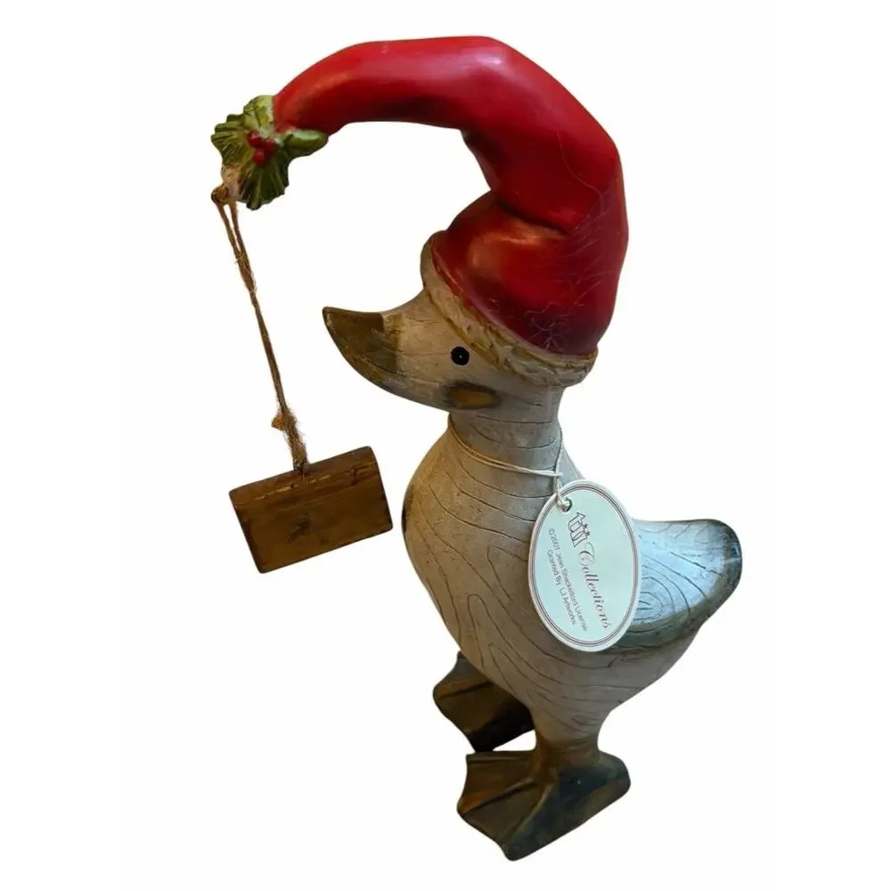 New Christmas Goose Figurine TII Collections Holding “Hug Me” Sign Country 3700